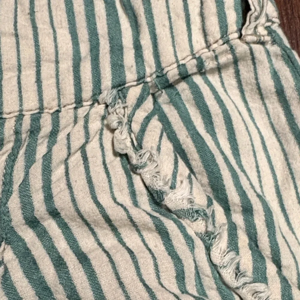 Free People Striped Green and White Women Shorts